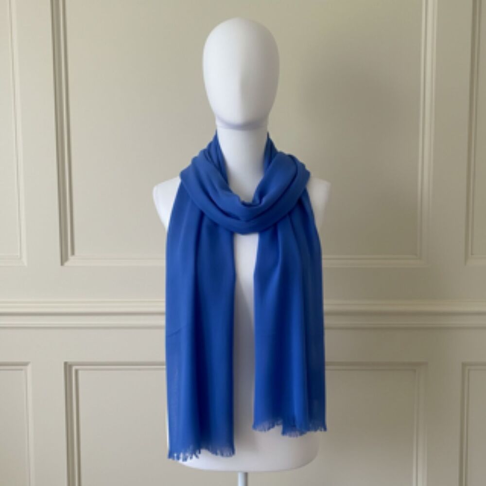 Eileen Fisher Royal Blue Striped Sheer Scarf Wrap Oversized